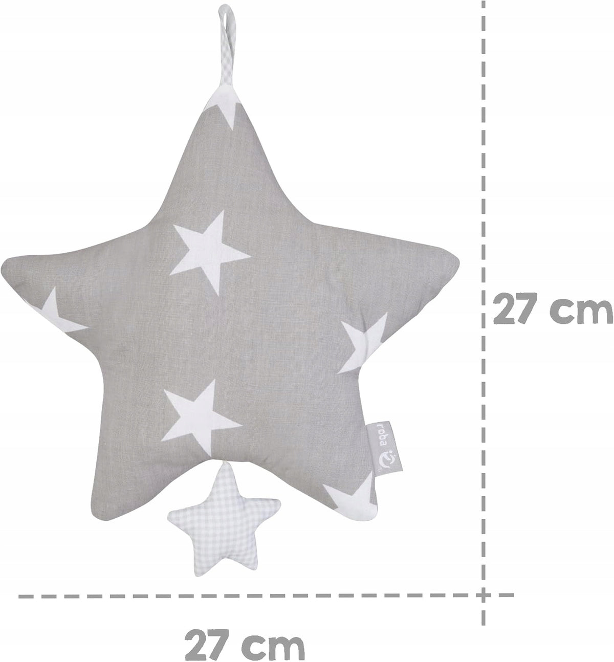 ROBA gwiazdka z pozytywką 27 x 27 cm przytulanka dla dzieci 0+ z 100% poliester, szara z białymi gwiazdkami