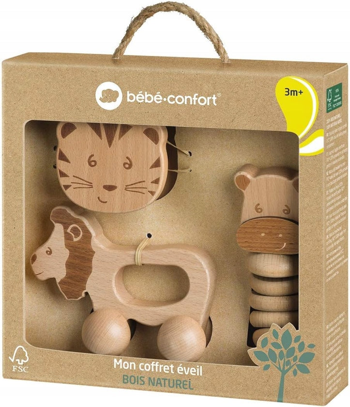BEBE CONFORT set de juguetes de madera con sonajeros para bebés 3 m+