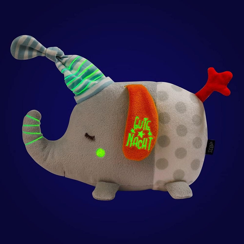 FEHN manta de apego con luz nocturna 4 colores y bordados luminosos elefante