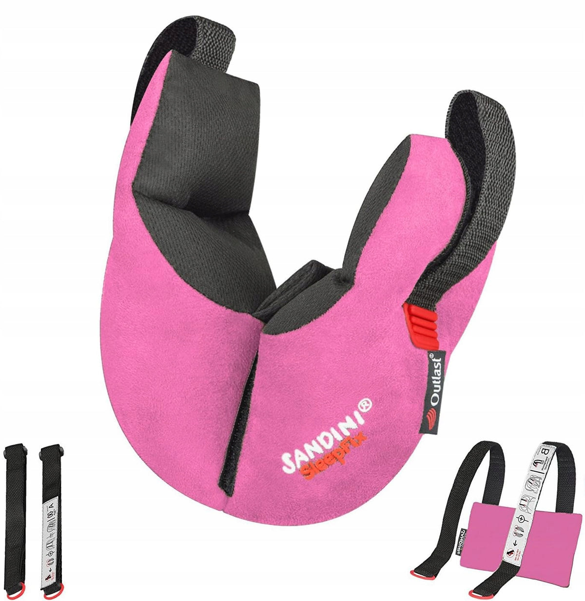SANDINI SleepFix Kids poduszka stabilizująca 18 m+ różowa do podróży samochodem, samolotem i pociągiem
