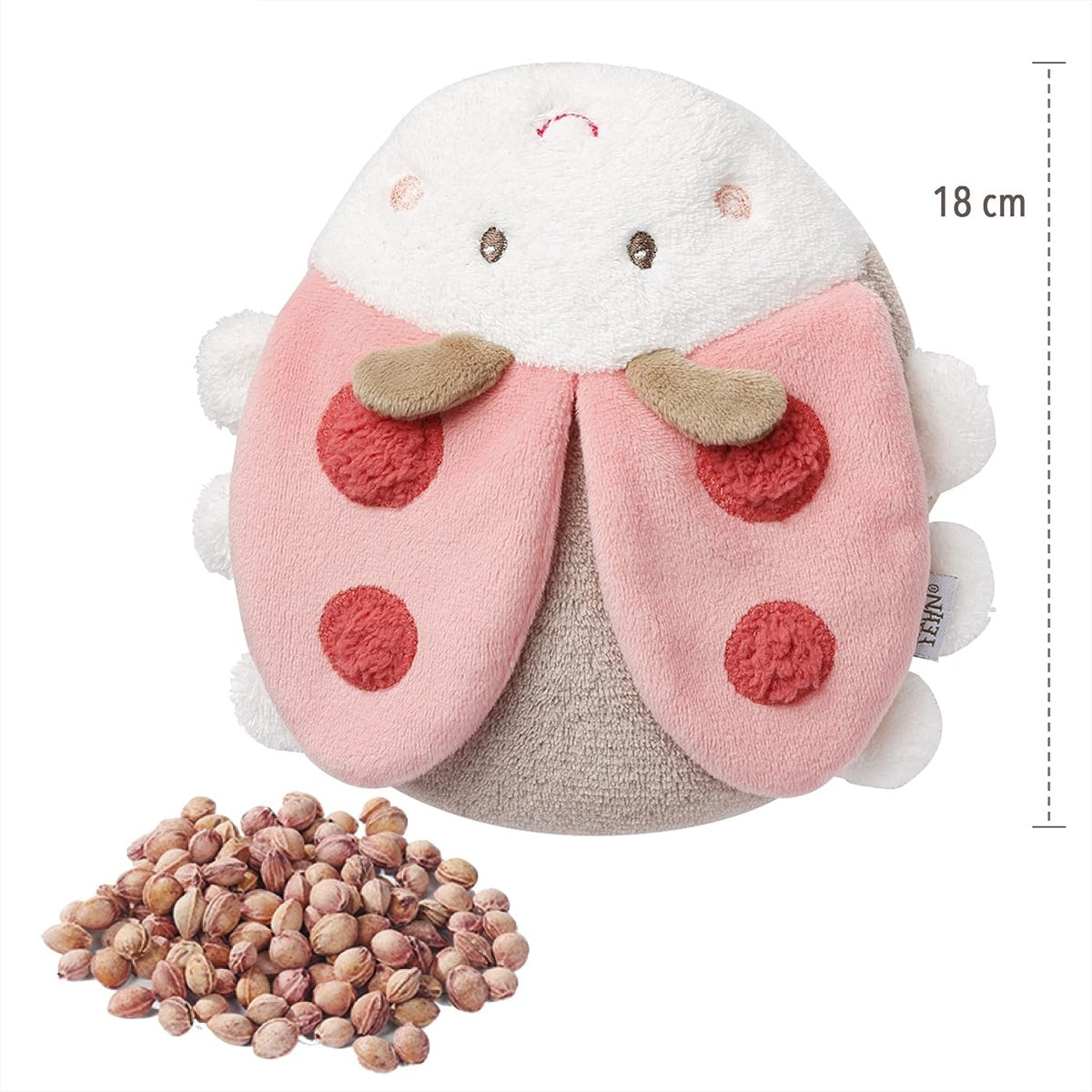 FEHN pluszowy termofor z pestkami wiśni 18 cm CHRZĄSZCZ, miękki termofor 18 cm z pestkami wiśni