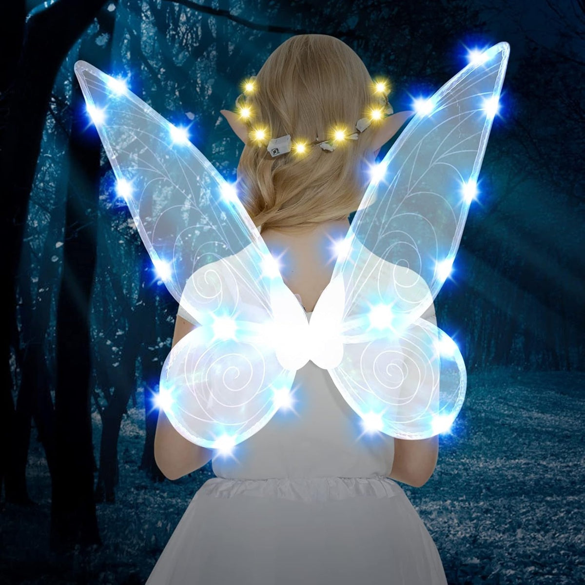 FORMIZON alas de hada con luces LED + varita, corona y orejas 46 x 65 cm