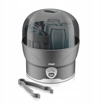 REER VapoMatS STERYLIZATOR PAROWY 6 butelek 10min, grafitowy sterylizator parowy z szczypcami