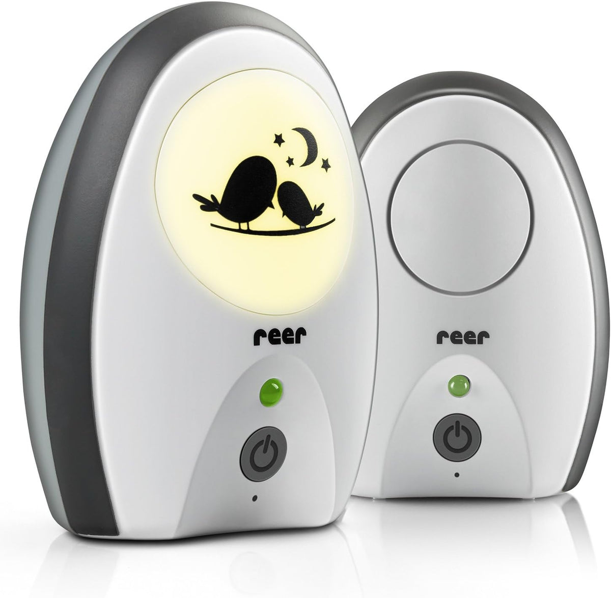 REER Rigi Digital cyfrowa niania elektroniczna FHSS, biało-szary zestaw z lampką i jednostką rodzica