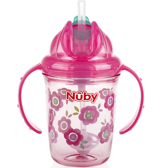 NUBY Vaso Flip-it antiderrame con pajita 12 m+ 240 ml