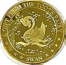BRADOC Hada de los Dientes moneda metálica dorada para poner bajo la almohada 4 cm CISNE