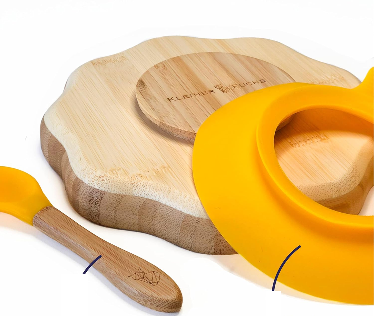 KLEINER FUCHS plato de bambú con ventosa + cuchara