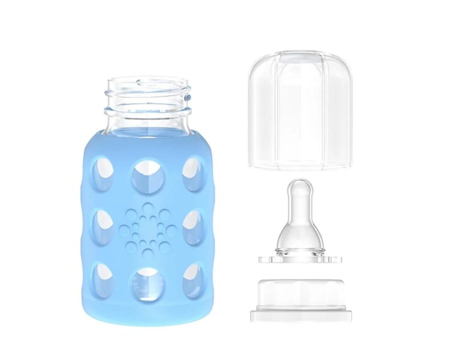 LifeFactory biberón de vidrio con funda 120 ml 3 m+ tetina 1