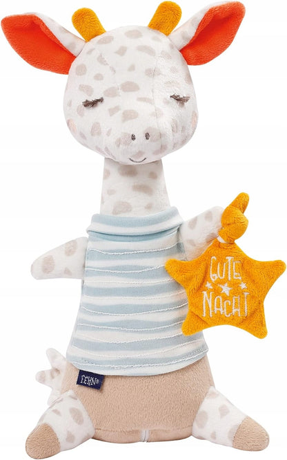 FEHN lampka nocna przytulanka żyrafa 27cm GUTE NACHT, miękka żyrafa z gwiazdką do zasypiania dla dzieci