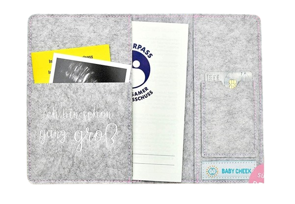 BABY CHEEK funda de fieltro para tarjeta de embarazo ELEFANTE 13,5 x 19,5 cm
