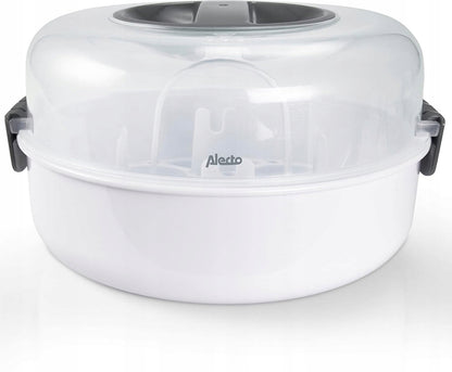 ALECTO BW-04 esterilizador de microondas para 4 biberones con pinzas y medidor
