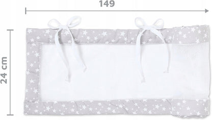 BABYBAY ochraniacz do łóżeczka 149x24, przewiewne siatkowe gniazdo do łóżeczka niemowlęcia