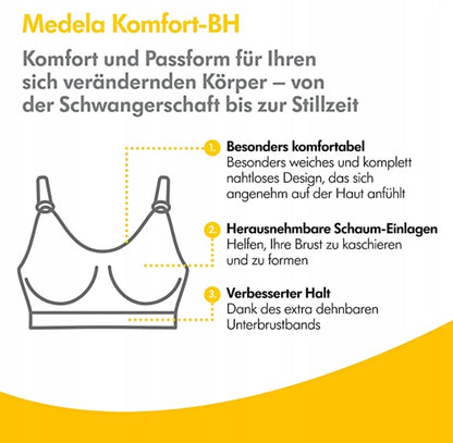 MEDELA biustonosz do karmienia KOMFORT +wkładki L. bezszwowy biustonosz dla kobiet w ciąży i karmiących