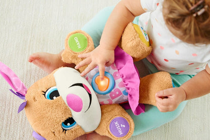 FISHER-PRICE FPP53 siostra szczeniaczka uczniaczka j. niemiecki, interaktywna różowa zabawka dla dziecka 6 m+