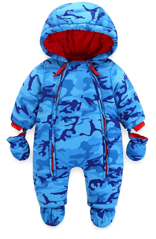 VINE mono de invierno con capucha 6-9 meses + guantes y botines para bebés