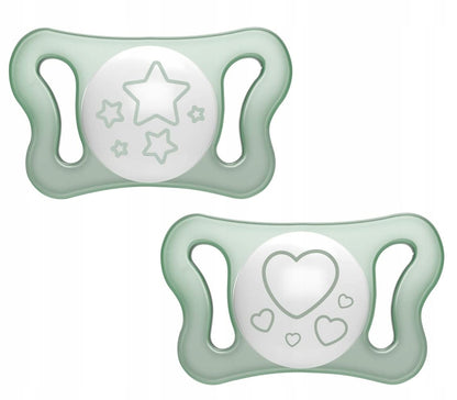 CHICCO MICRO PhysioForma smoczek x2 silikon 0-2m ŚWIECI świecące smoczki uspokajające silikonowe w ciemności