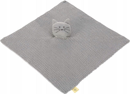 LASSIG Little Chums edredón de punto con gato de peluche 26 cm