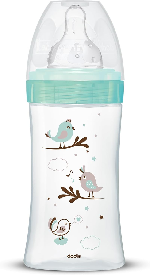 DODIE biberón de vidrio 270 ml 0-6 m tetina 2 flujo medio