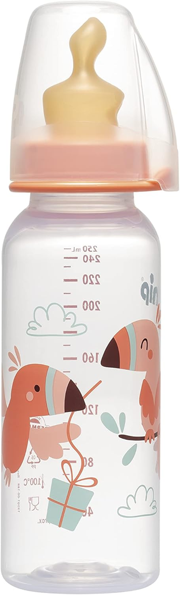 Biberón NIP con chupete de látex talla M flujo medio 240 ml