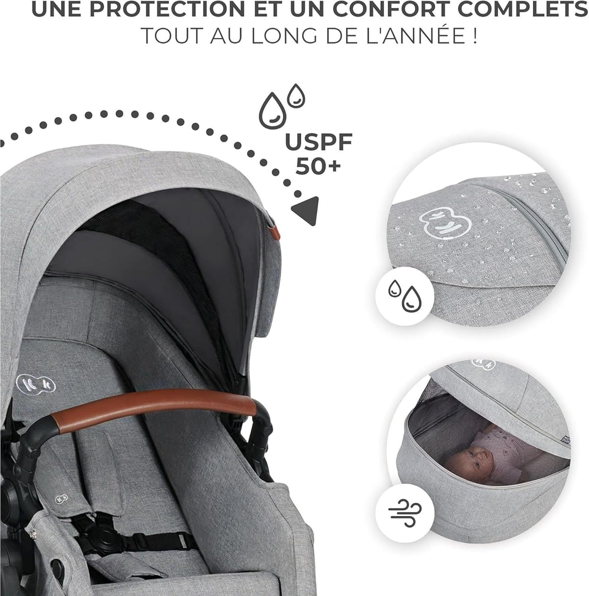 KINDERKRAFT B-TOUR cochecito multifuncional 3 en 1 hasta 22kg + silla MINK PRO