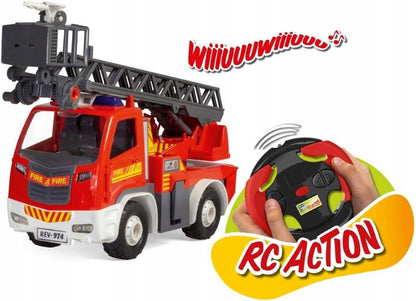 REVELL RC Action zdalnie sterowana straż pożarna 30 cm, czerwony wóz strażacki z pilotem i ruchomą drabiną