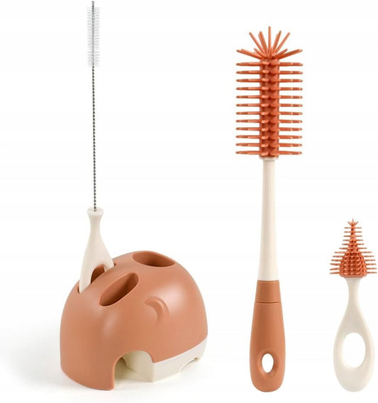 VICLOON set 3 en 1 cepillos de silicona para limpiar biberones, chupetes y pajitas 32cm