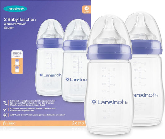 LANSINOH biberón 240 ml tetina M x2