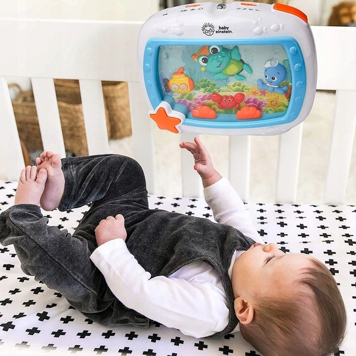 BABY EINSTEIN Morskie Sny POZYTYWKA + PILOT lampka dla niemowląt, 10 melodii i morskie dźwięki