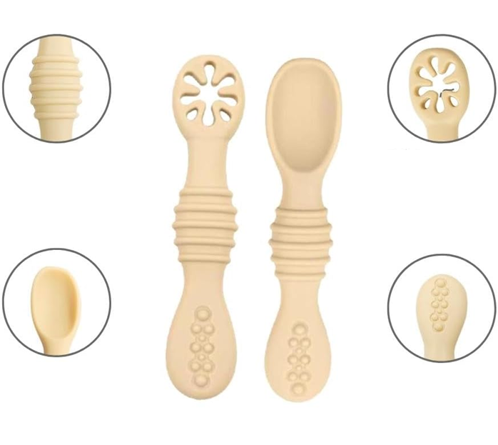 STONNY mordedor dispensador de frutas para bebés 3-24 meses 2 unidades + 6 boquillas y 2 cucharas