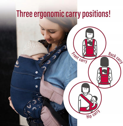 MANDUCA First nosidełko klamrowe bawełna organiczna, ergonomiczne noszenie dziecka z przodu, na plecach i na biodrze