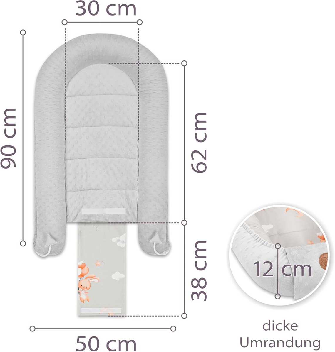 KOKON nido para bebé 90x50 minky