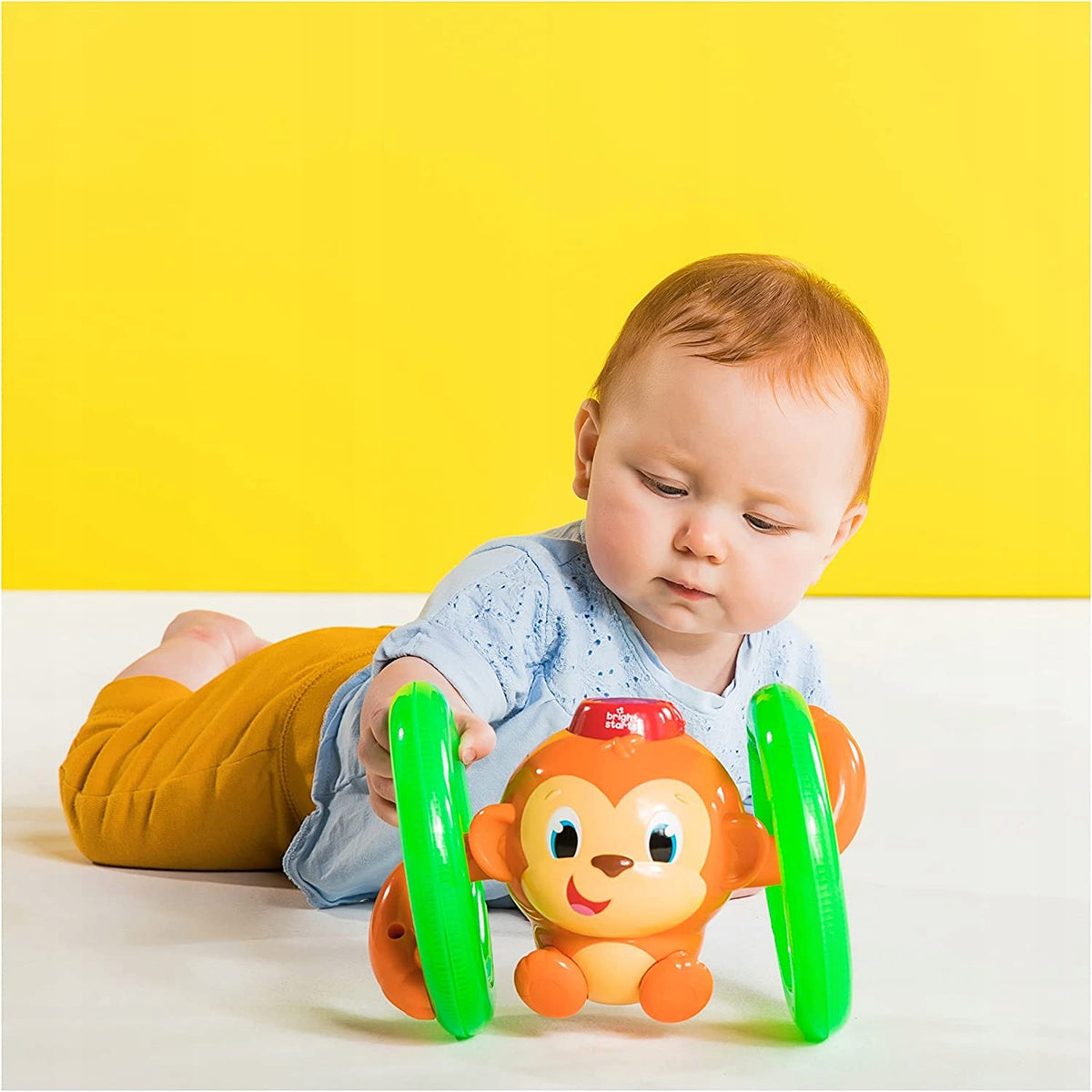BRIGHT STARTS małpka ROLL&GLOW światło dźwięk interaktywna zabawka dla niemowląt, ucząca ruchu