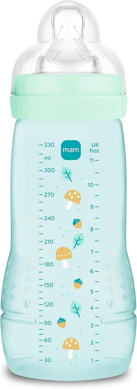 Biberón MAM Easy Active de 330 ml, 6 m+, tetina 4, flujo muy rápido, SETAS