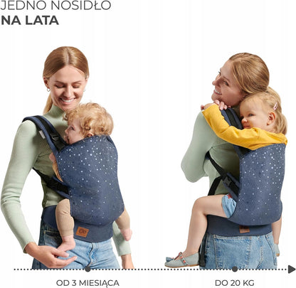KINDERKRAFT NINO CONFETTI nosidełko ergonomiczne, od 3 miesiąca do 20 kg, granatowe nosidło dla dziecka