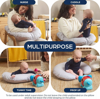 NIIMO poduszka wielofunkcyjna ciążowa do karmienia + poszewka, szara, do karmienia, tulenia i tummy time