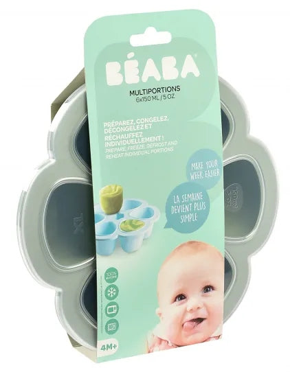 BEABA foremka na żywność silikonowa 6x 150ml pojemnik do mrożenia dla dzieci, do piekarnika i mikrofali