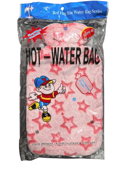 Bolsa de agua caliente de caucho natural 2 litros 20 x 36 cm con funda de terciopelo