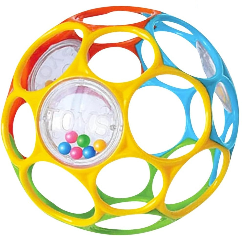 KIKUO Classic Ball, mordedor de agarre en forma de pelota con sonajeros de 11,5 cm
