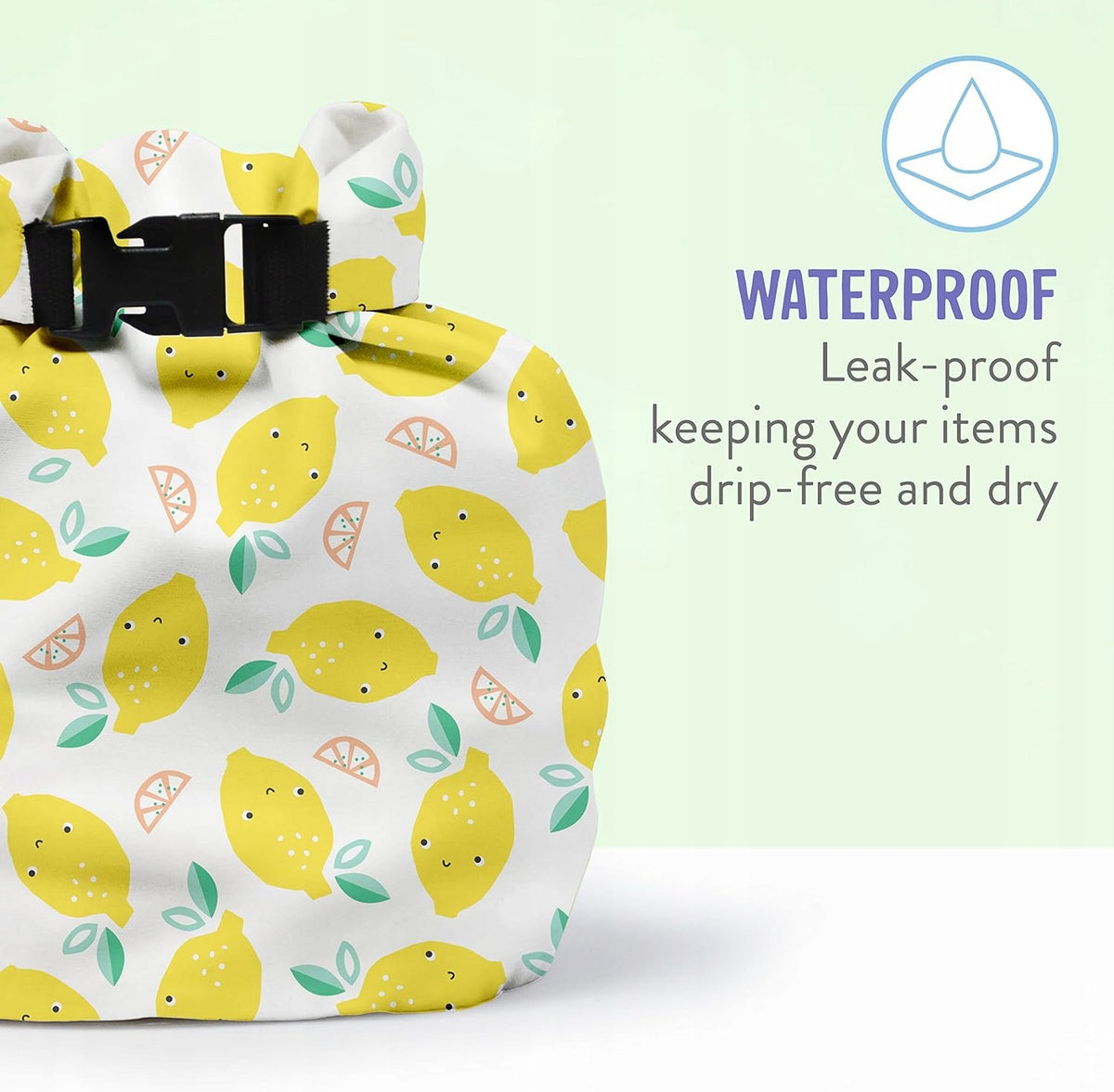 BAMBINO MIO worek na mokre pieluchy wodoodporny, leak-proof torba na pieluchy w cytrynowy wzór