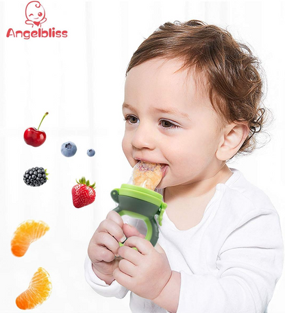 ANGELBLISS mordedor dispensador de frutas para bebés 3-12 meses 2 unidades 6 boquillas