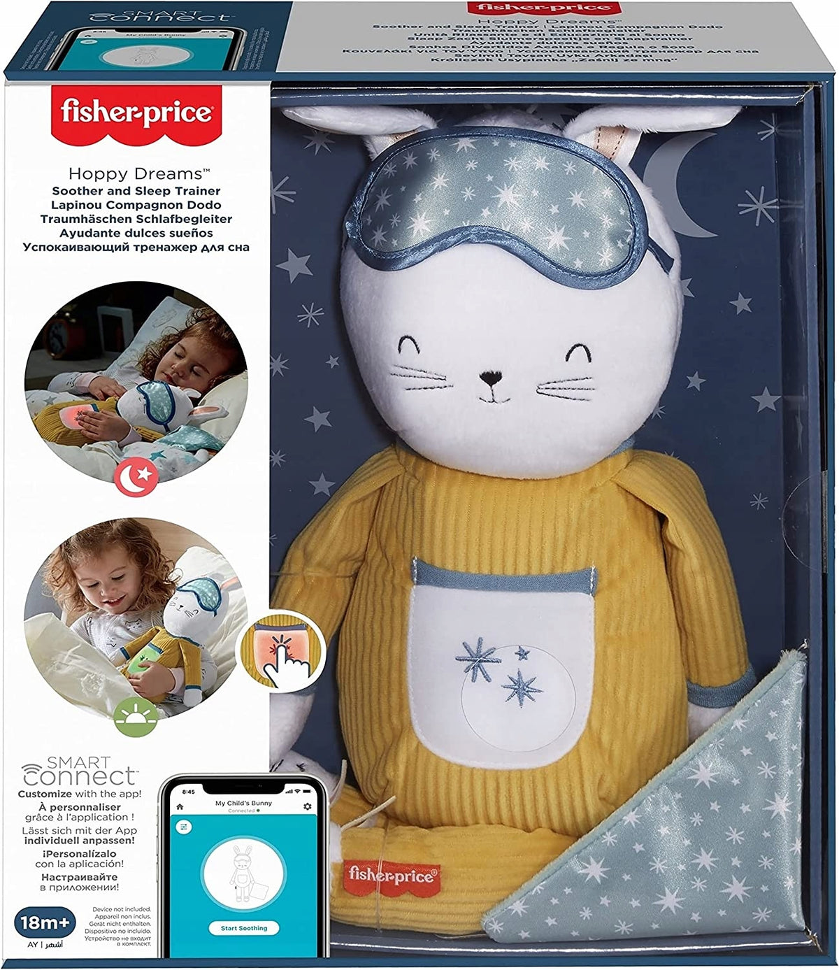 FISHER-PRICE króliczek usypianka Zaśnij Ze mną miękka zabawka do snu z muzyką i aplikacją, 18m+