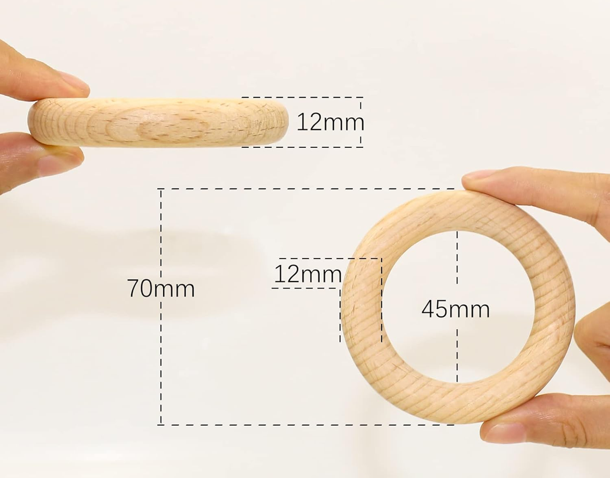 RUBY mordedores de madera hechos a mano 7 cm 8 unidades
