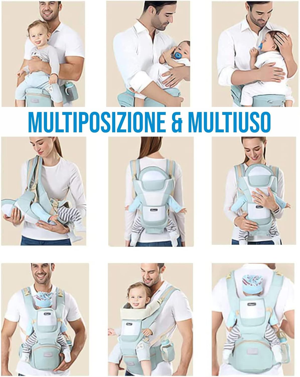 NOSIDEŁKO ergonomiczne z pasem biodrowym 4w1, wielopozycyjne i multiuso nosidło dla dziecka