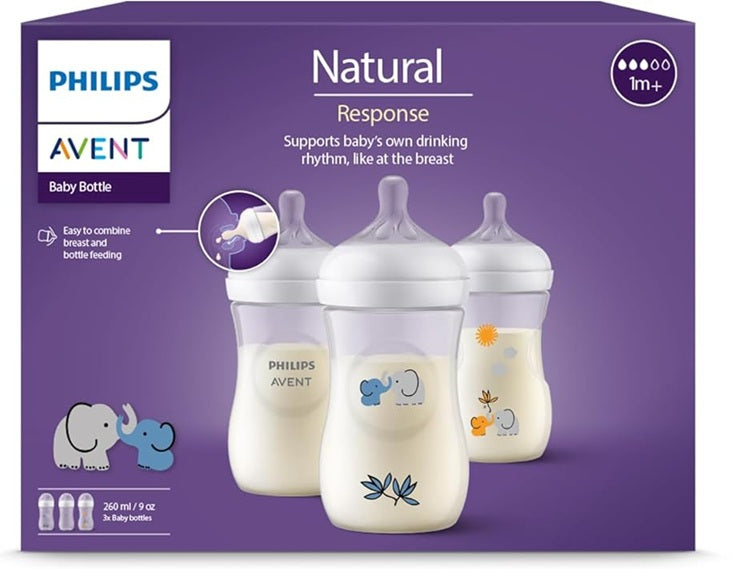PHILIPS AVENT Natural RESPONSE Botella 260 ml 1 Mes+ x3 DECORACIÓN
