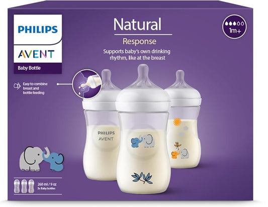 PHILIPS AVENT Natural RESPONSE Botella 260 ml 1 Mes+ x3 DECORACIÓN