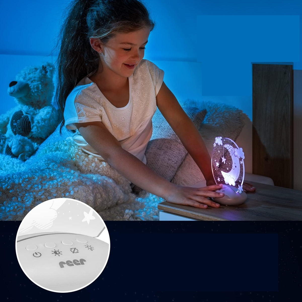 REER ColourLumy luz nocturna LED 5 colores LUNA