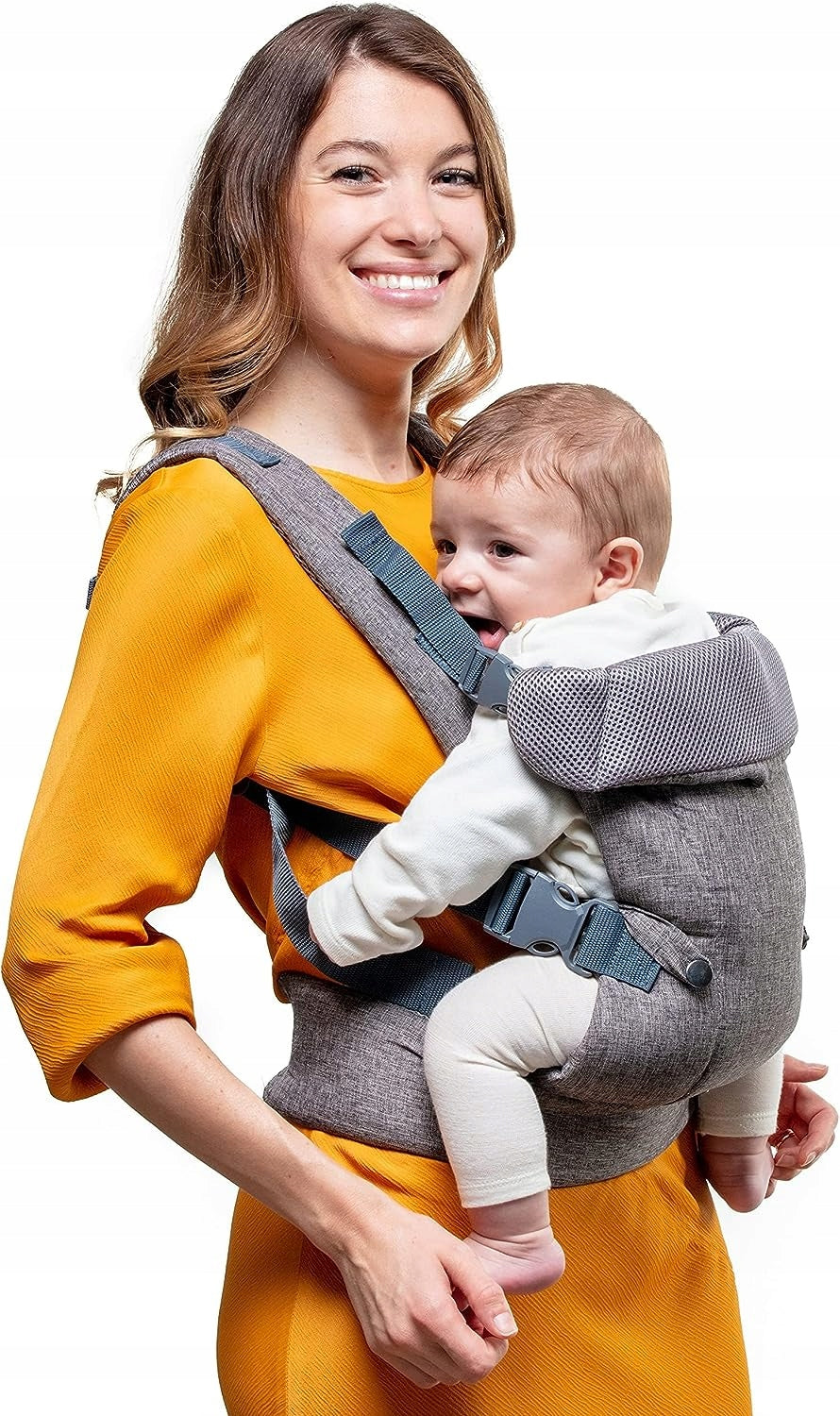 YOU+ME nosidełko ergonomiczne 4w1, szare nosidło dla niemowląt 3,5-14,5 kg, noszenie przód i tył