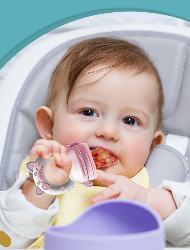 KAIYINGXIN mordedor dispensador de frutas para bebés de 3 a 24 meses, 2 unidades, 2 boquillas