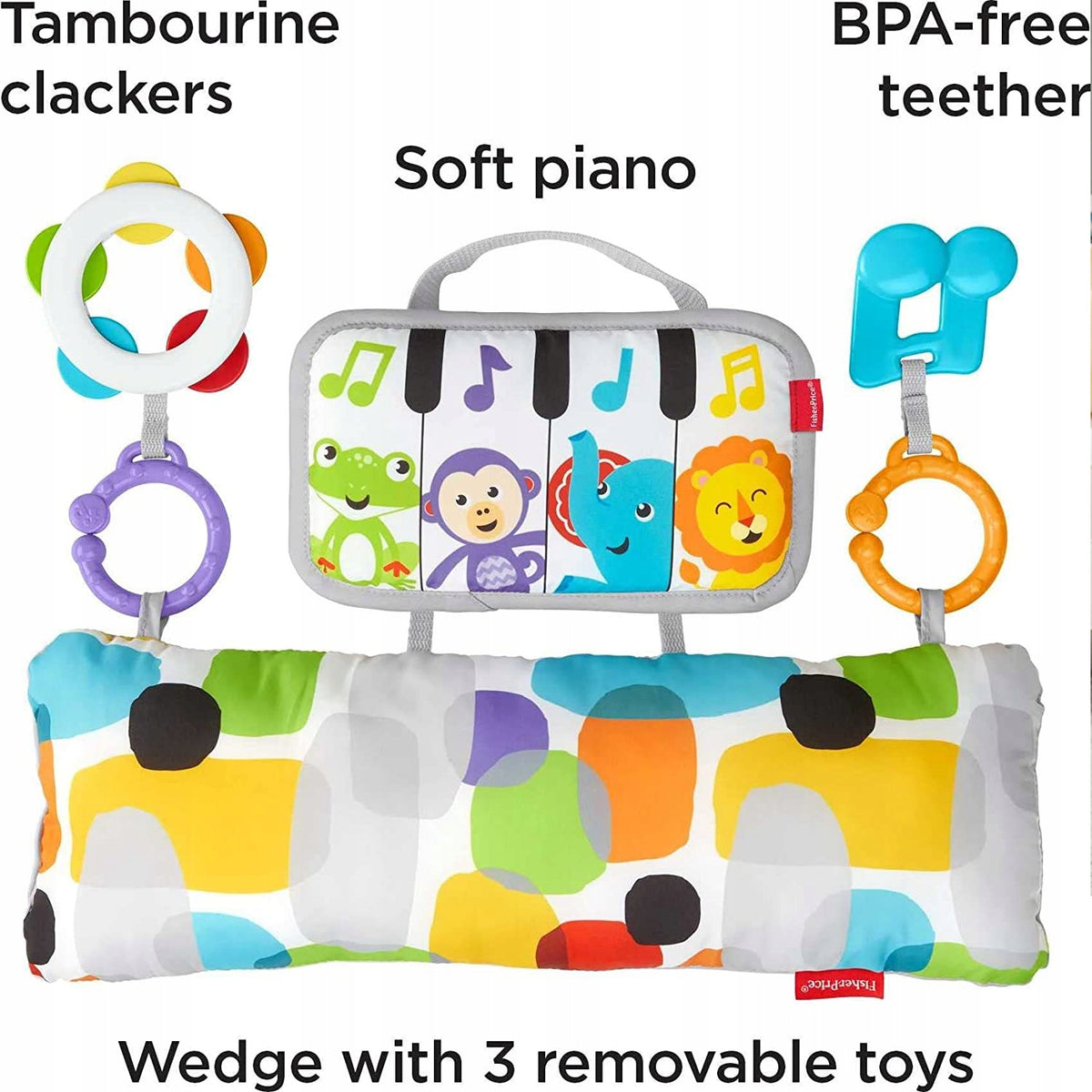 FISHER-PRICE poduszka do zabawy na brzuszku PIANO z pianinkiem i 3 zabawkami, 0+ miesięcy
