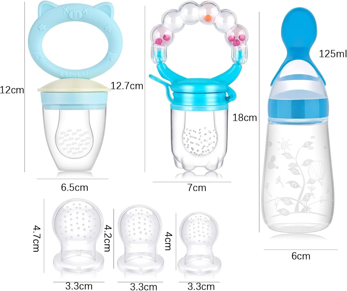 KOSHINE chupete para frutas 2 piezas 5 boquillas + cuchara 125 ml y cadena